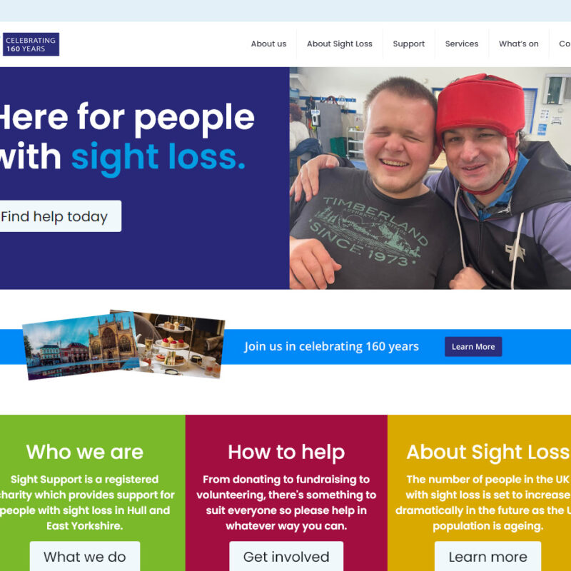 Sight Support Hull & East Yorkshire website design by weborchard, beverley branding
