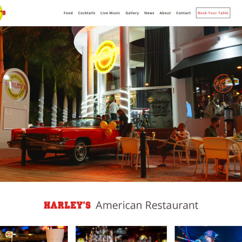 Weborchard Website Design in Beverley - multilingual website for Harley's Restaurant in Tenerife