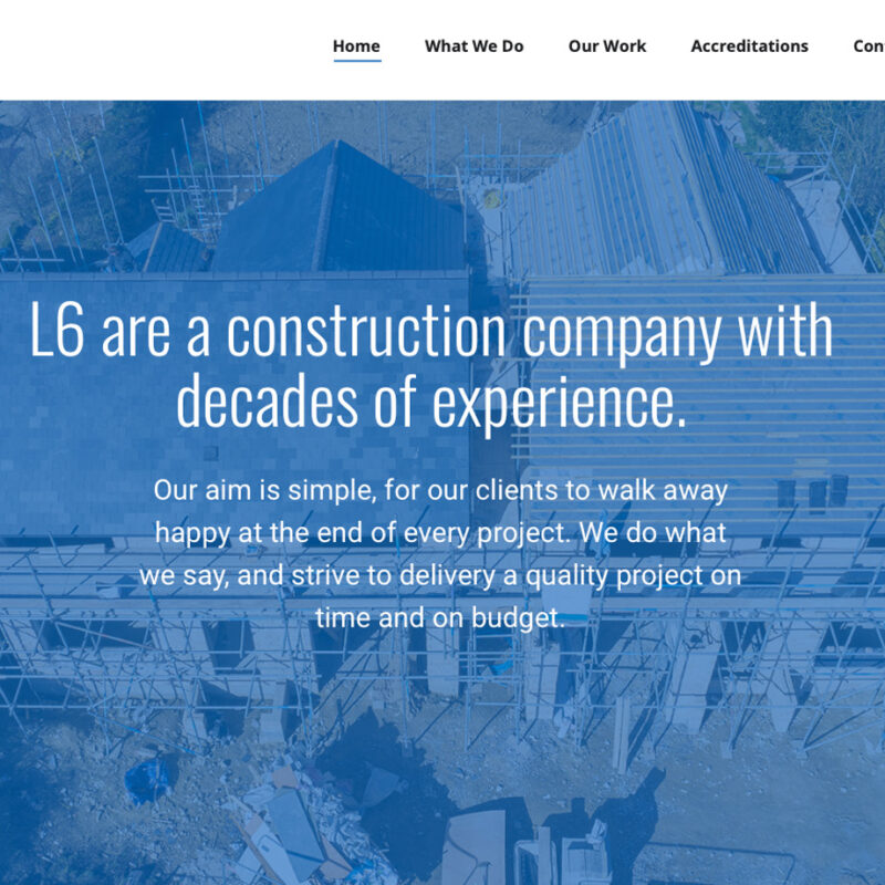 L6 construction company new website with Weborchard, web design in hull and beverley