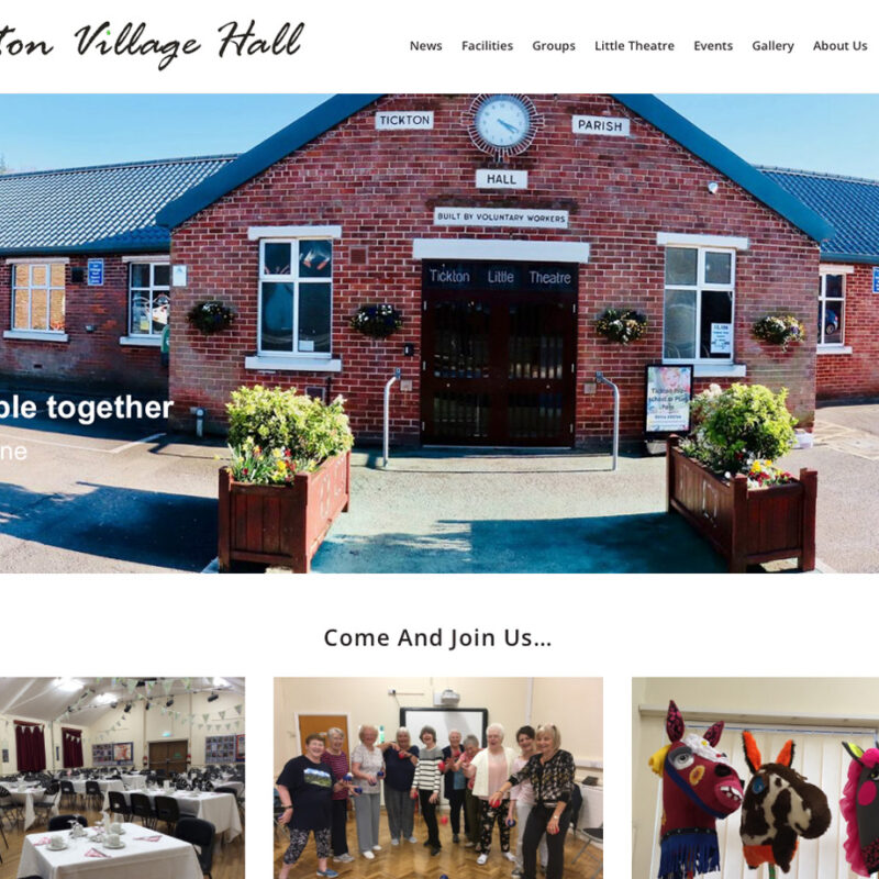 Weborchard, Beverley website design for Tickton village hall, word press website responsive web design