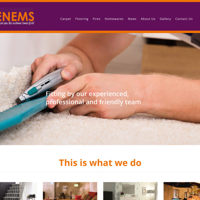 Benems carpets web design with wordpress by weborchard website designer, beverley