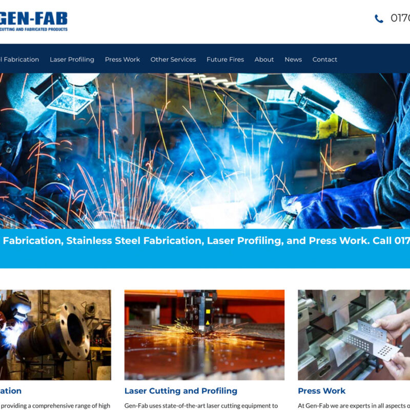 Web design for Gen fab, laser cutting and fabricated products by weborchard website design company, wordpress web websites
